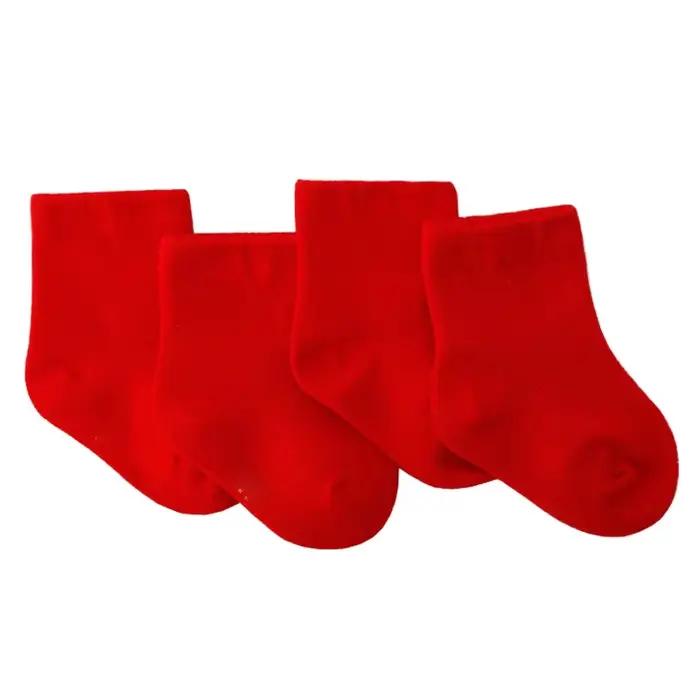 Lot de 3 paires de chaussettes pour enfants, couleur rouge, pour garçons et filles, nouvelle collection