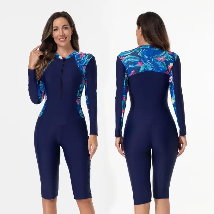 Nouveau femmes maillot de bain avec manches une pièce maillots