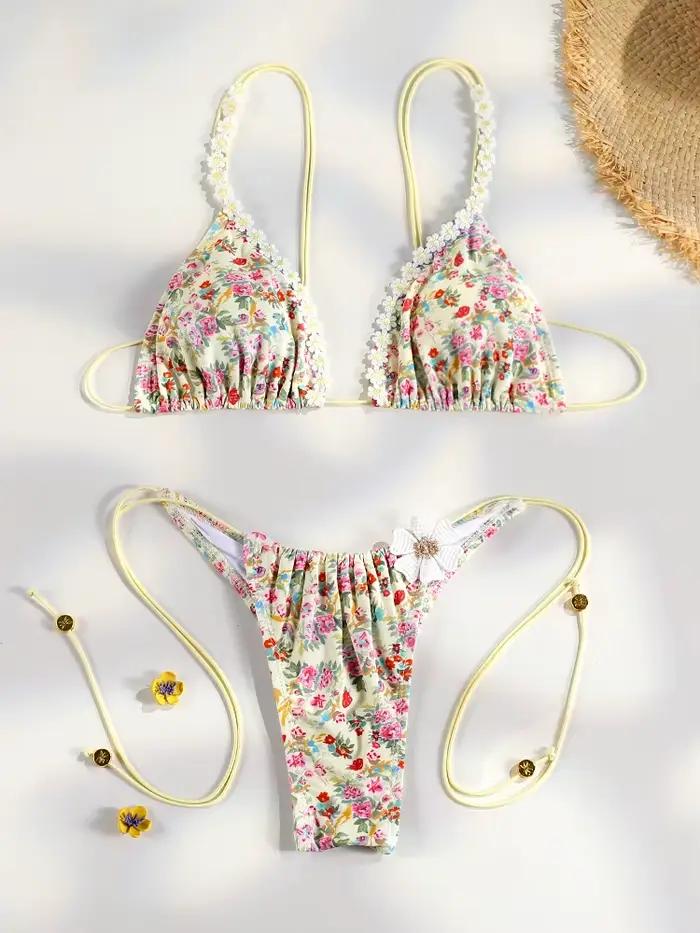 Couleur marron Bikinis Bow maillots de bain femmes été maillot