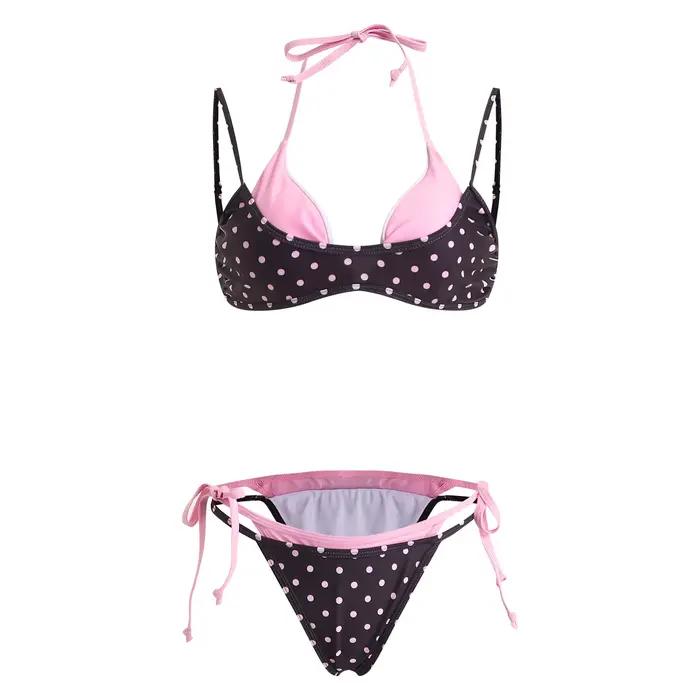 Bikini Set Patchwork Femme Style Plage Color Block Avec Lacets Latéraux Sexy Occasions Plage Fête Piscine Vacances