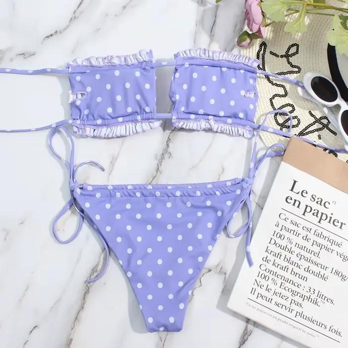 Maillot de bain femme bandeau plissé élégant ensemble deux pièces bikini vêtements de plage pour femmes occasions estivales