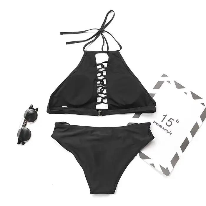 Bikini Chisalis sexy creux pour femmes ensemble de deux pièces style plage confortable ajustement parfait nylon élasthanne occassion plage bain de soleil
