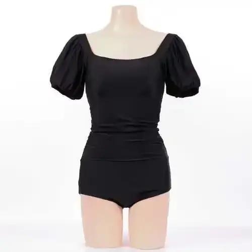 Maillot de bain une pièce à la mode avec manches lanternes et design dos nu pour femme