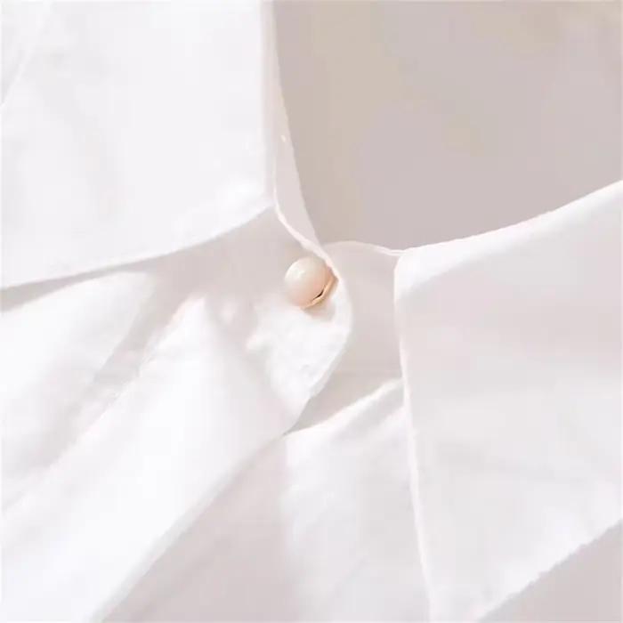 Chemise Blanche à Manches Bouffantes pour Femme, Élégante, à la Mode, lèvent, Style Français, Couleur Unie, Nouvelle Collection Été 2024