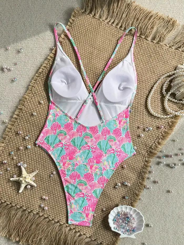 Maillot de bain une pièce sexy rose à imprimé floral pour femme 2026