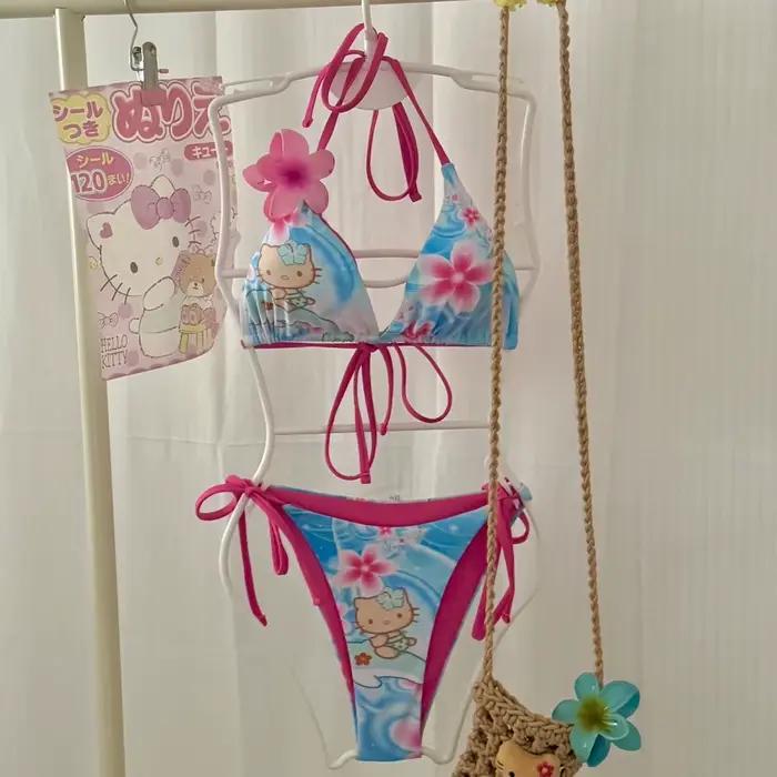 Bikini Hello Kitty Animaux Dessin Animé Pour Femmes Plage Bikini Sexy Y2K Occasions Spéciales Plage Piscine