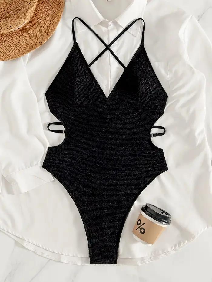 Maillot de bain une pièce à col en V profond pour femme
