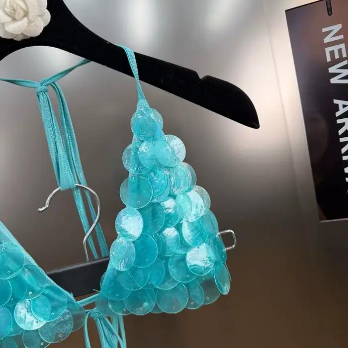 Nouveau maillot de bain deux pièces en sequins de luxe pour femmes