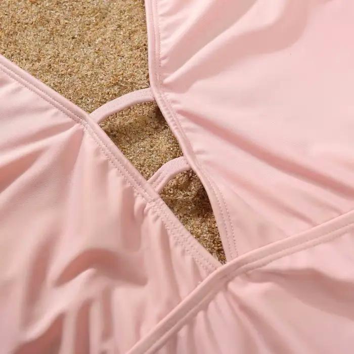 Tenues Assorties Mère et Fille Été 2026 – Maillot de Bain Une Pièce Femme et Fille à Volants, Taille Haute, Idéal Vacances et Plage
