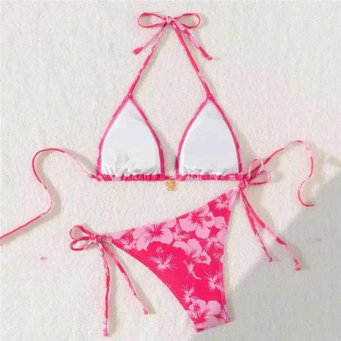 Sexy Rose rouge fleur imprimé Micro String Bikini femmes maillots de bain 2026
