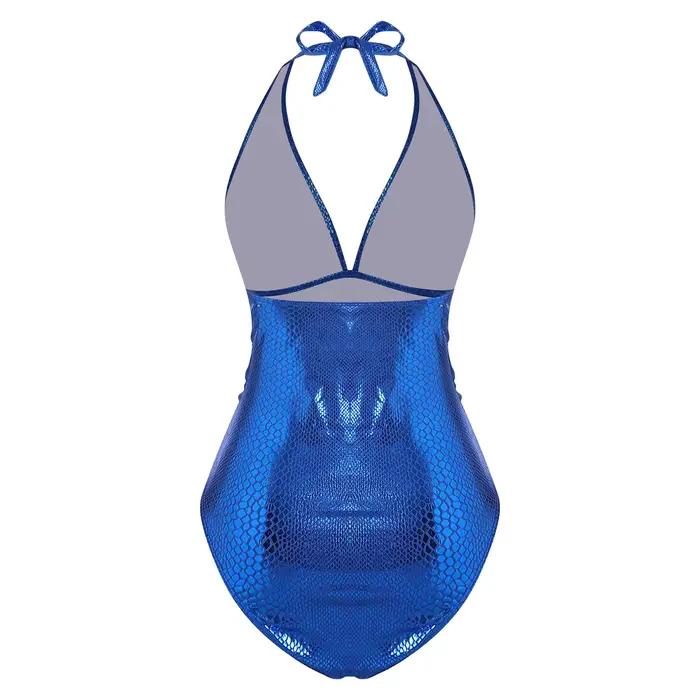 Maillot de bain une pièce métallisé effet peau de serpent pour femme