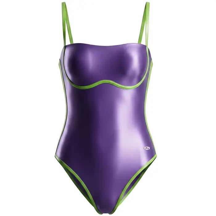 Maillot de bain une pièce brillant sans doublure pour femmes coupe haute amincissante nylon élasthanne occasion spéciale泳删除最后一句“游泳”,因为原文中没有提及与游泳相关的描述。