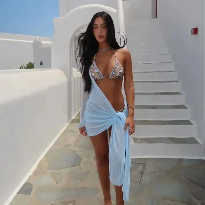 Maillot de bain brésilien Ashgaily avec jupe imprimée pour femmes style plage été bikini ensemble de deux pièces polyesters élasthanne ajustement parfait occasion plage fête journée décontractée bronzage