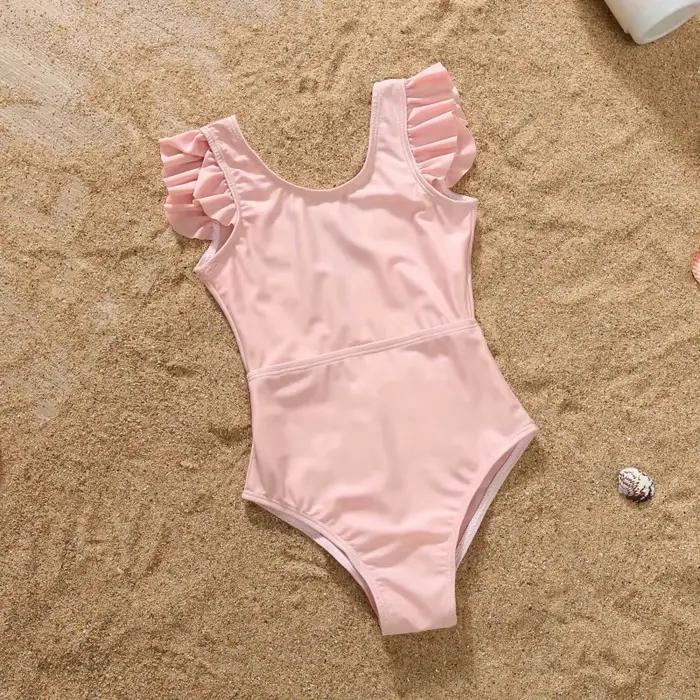 Tenues Assorties Mère et Fille Été 2026 – Maillot de Bain Une Pièce Femme et Fille à Volants, Taille Haute, Idéal Vacances et Plage