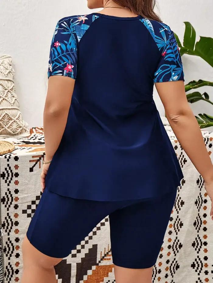 Maillot de bain deux pièces à imprimé floral grande taille