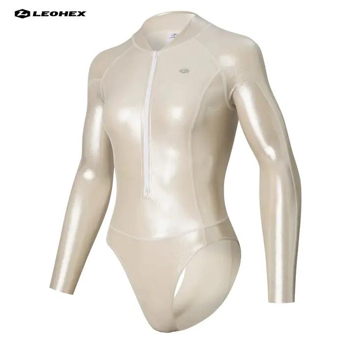 LEOHEX Maillot de bain une pièce à manches longues pour femme