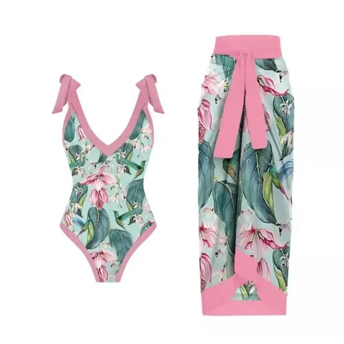 Maillot de bain à volants à bretelles vertes pour femmes