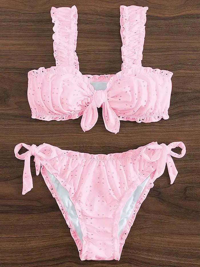 Circyy ensemble de Bikini à volants femmes maillot de bain Sexy deux pièces à lacets nœud dos nu