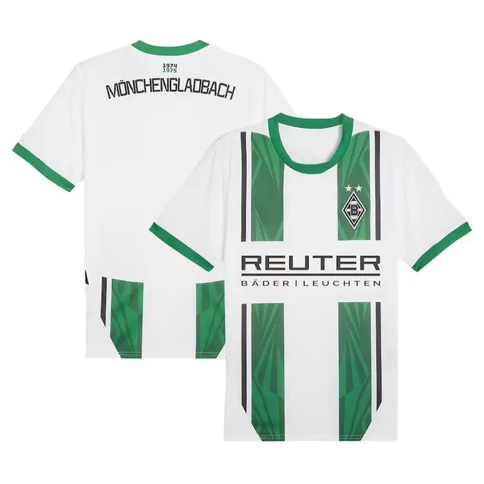 Maillot de football rétro classique Borussia Mönchengladbach, maillot de football extérieur à manches courtes, col rond, chemise à manches courtes