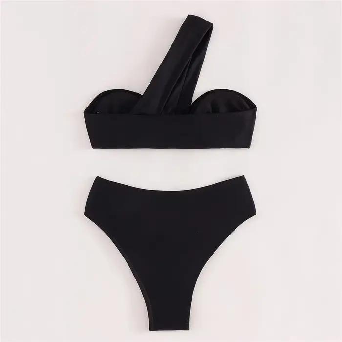 Marron une épaule Bikini taille haute Sexy maillot De bain femmes 2026 maillots