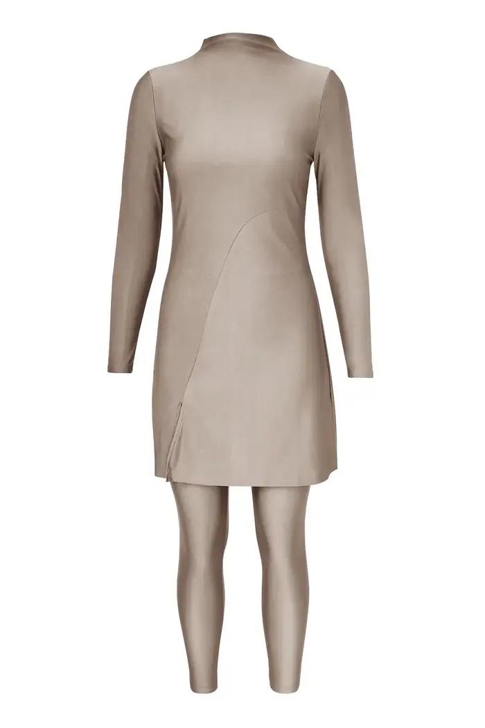 Maillot de bain musulman arabe 2026 pour femme, burkini islamique modeste, uni, à manches longues, avec turban intégré, pour le sport