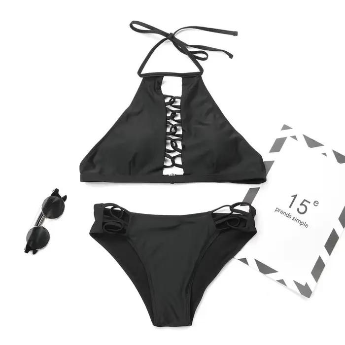 Bikini Chisalis sexy creux pour femmes ensemble de deux pièces style plage confortable ajustement parfait nylon élasthanne occassion plage bain de soleil
