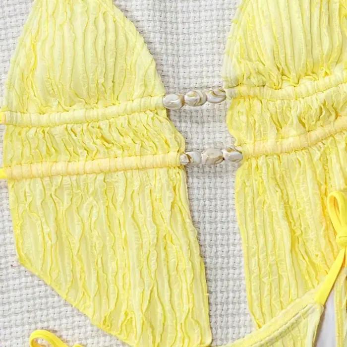 Ensemble de bikini tankini à bretelles plissé pour femmes, maillot de bain féminin, deux pièces, plage, vacances, fête à la piscine, spa, sources chaudes, sports nautiques, croisière