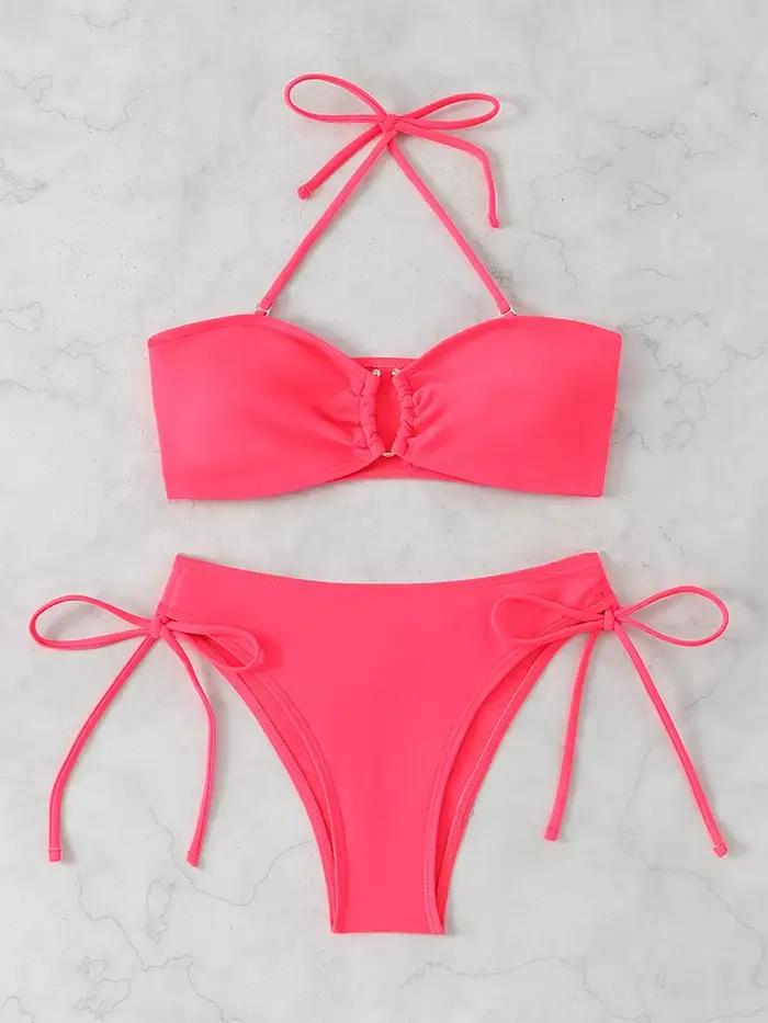 Bikini taille haute style plage bandeau ensemble deux pièces pour femmes vacances plage fêtes piscine sports nautiques croisières spa sources chaudes