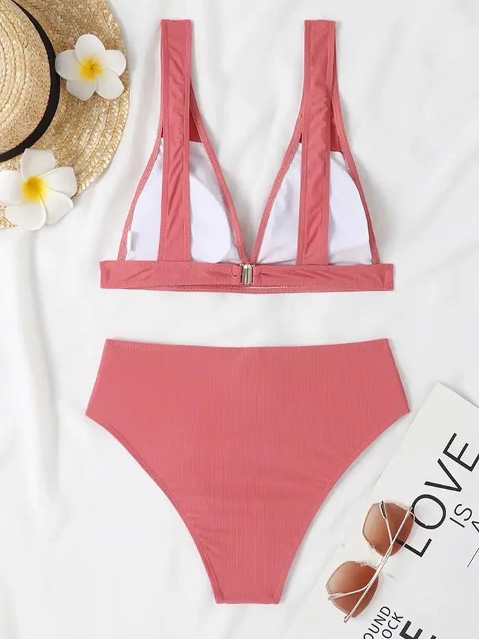Bikini solide femme polyester élasthanne rembourré ensemble de plage style junior occassions estivales vacances famille amis