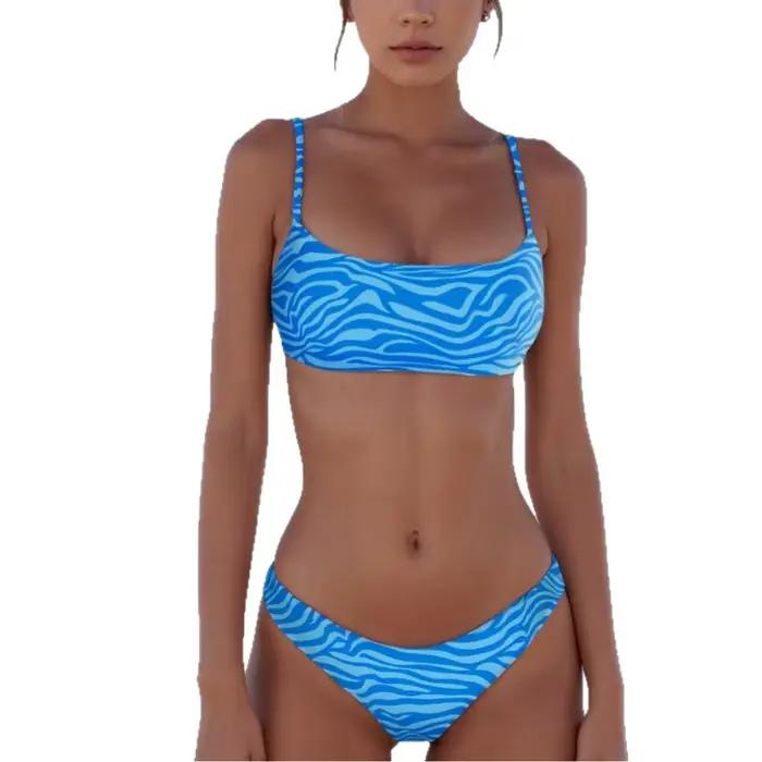 Maillot de bain bikini zèbre sexy design fendu tenue de plage tendance pour femme polyester nage et loisirs