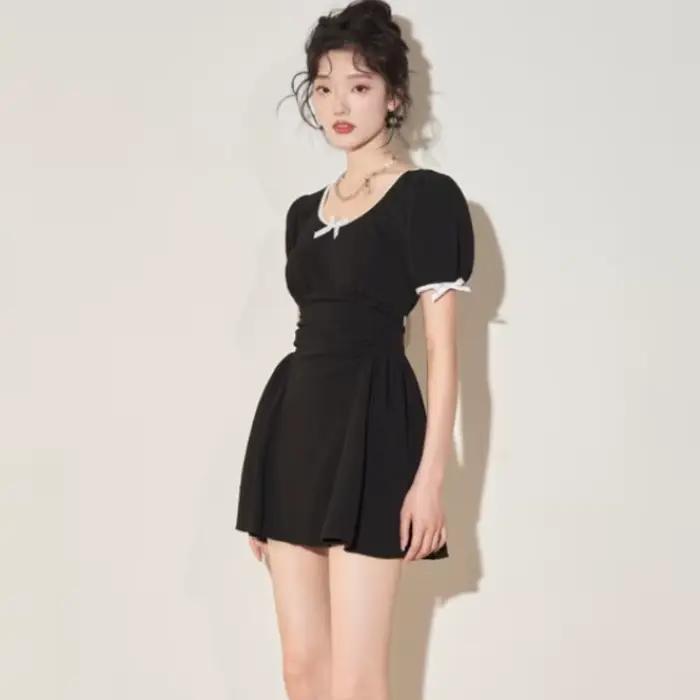 Maillot de bain deux pièces amincissant pour femme noir tendance avec découpes sexy pour plage vacances fête à la piscine spa sources chaudes
