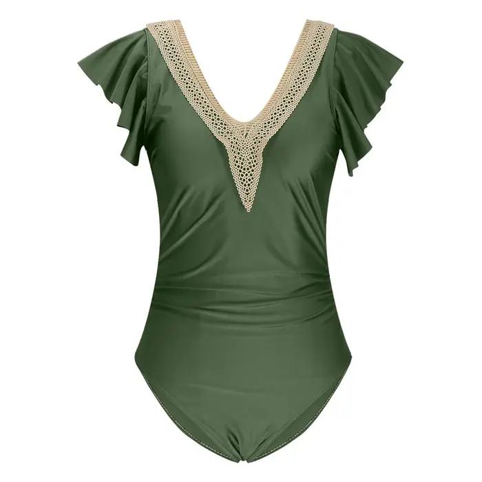 Maillot de bain une pièce en dentelle plongeante