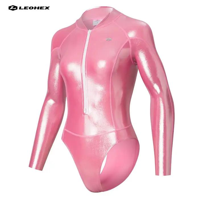 LEOHEX Maillot de bain une pièce à manches longues pour femme