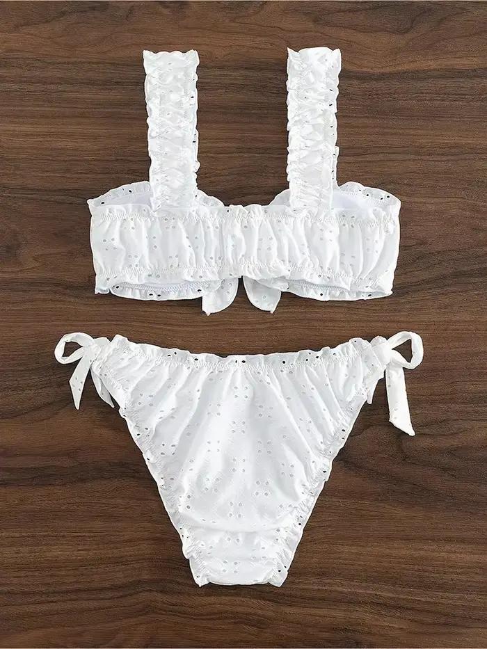 Circyy ensemble de Bikini à volants femmes maillot de bain Sexy deux pièces à lacets nœud dos nu