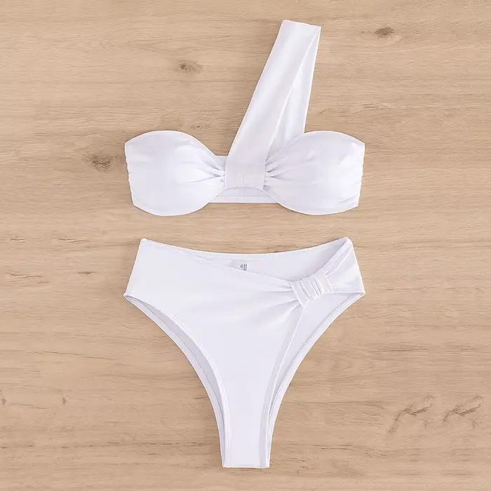 Marron une épaule Bikini taille haute Sexy maillot De bain femmes 2026 maillots