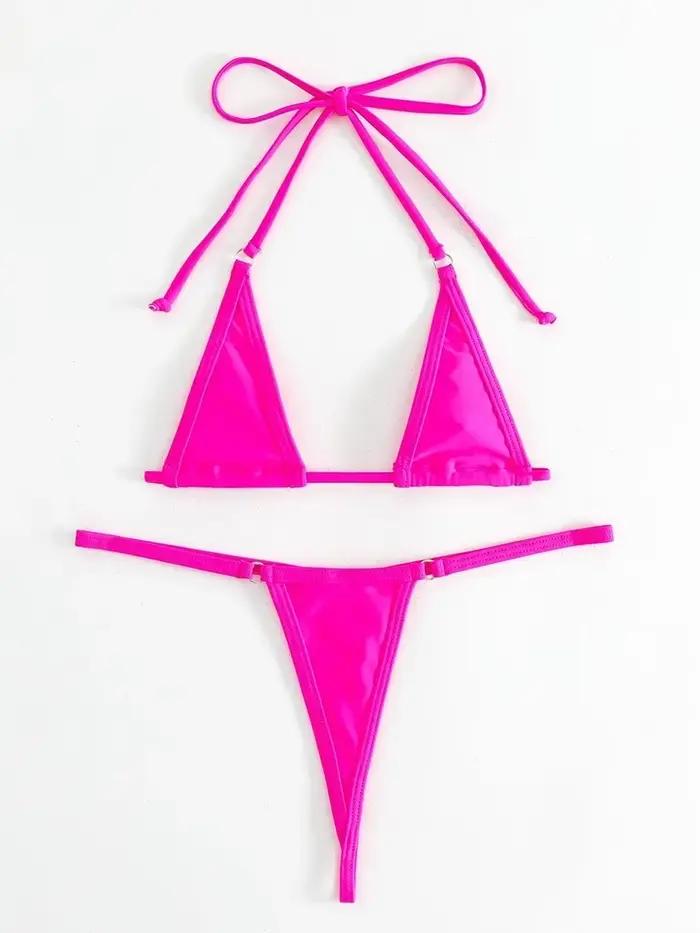 Ensemble de bikini mini string pour femmes, maillot de bain avec soutien intégré, pour la plage et la piscine, polyvalent et élégant
