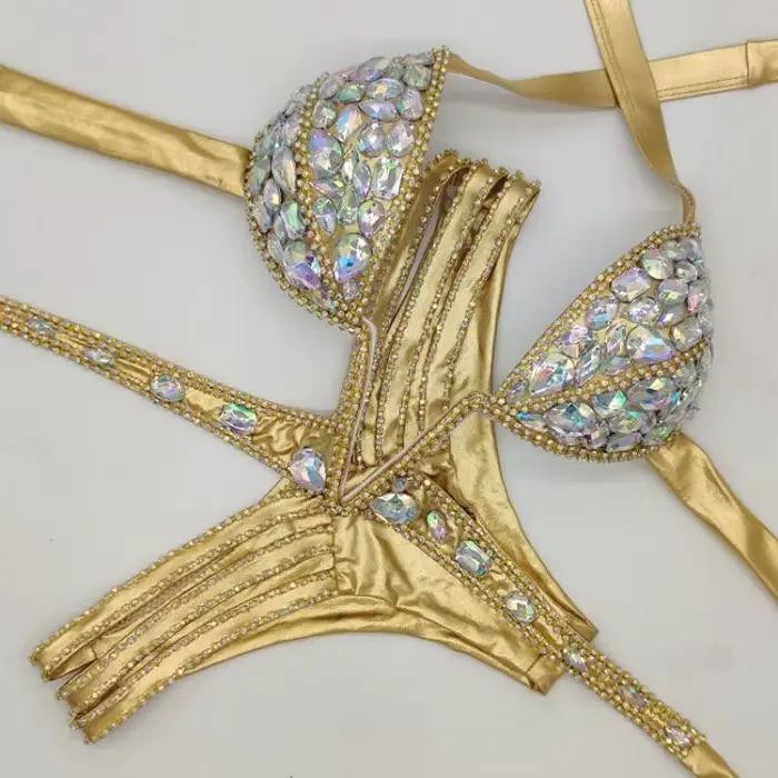 2020 venus vacances sexy femmes daimond push up cristal col en V strass maillots de bain vente chaude maillot