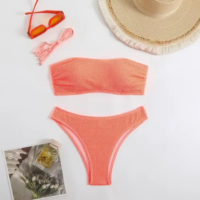 Bikini sans bretelles et taille basse pour femme