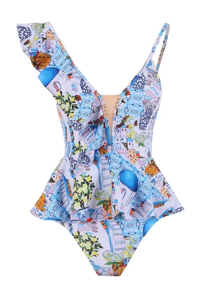 Maillot de bain Sexy à volants et épaules dénudées
