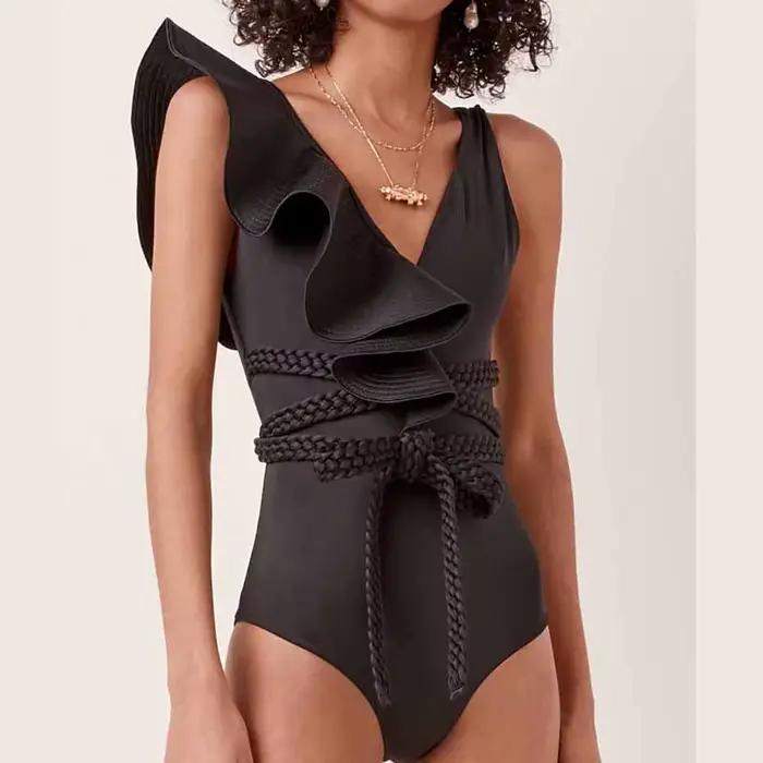 Nouveau Maillot de Bain Une Pièce Sexy à Volants et Bretelles