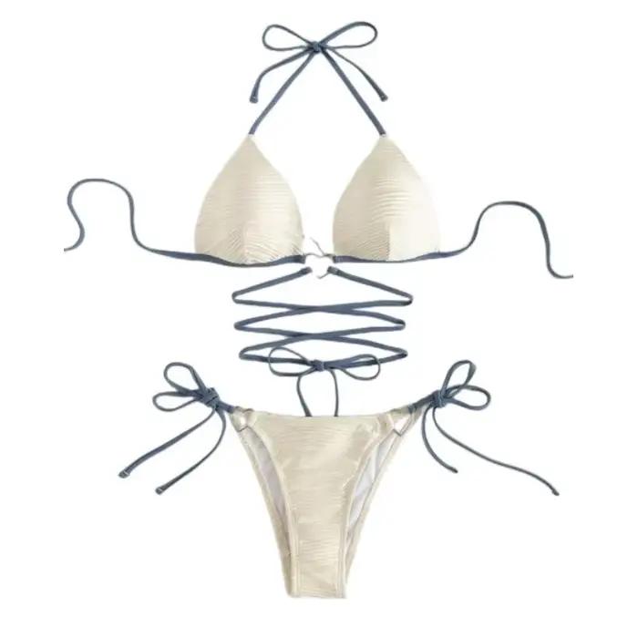 Bikini en forme de cœur pour femmes, col licou croisé, haut triangle, attaches réglables, support souple, sexy, maillot de bain, plage, vacances, fête à la piscine, sports nautiques, croisière