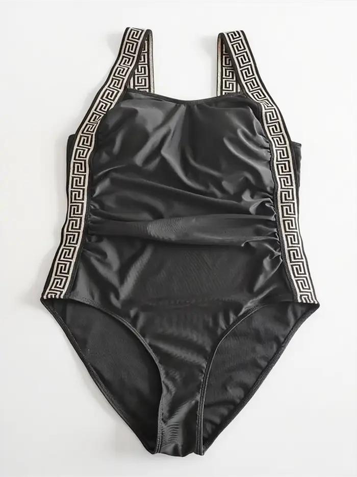 Maillot de bain une pièce grande taille imprimé et sans dos, tailles 0XL à 3XL, pour femme, V7356