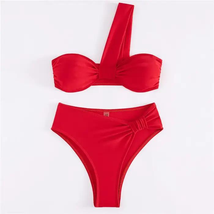 Marron une épaule Bikini taille haute Sexy maillot De bain femmes 2026 maillots