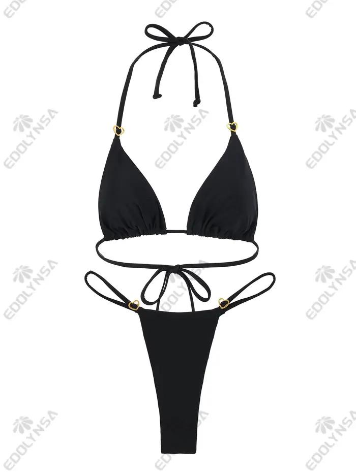 Bikini Set EDOLYNSA Style Sexy Fille Polyester Léopard Occasions Vacances Plage Nouveauté Automne 2024