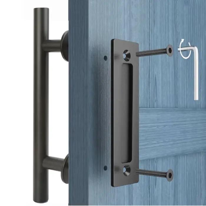 Pour armoire placard tirer encastré bois porte poignée coulissante grange porte poignée meubles matériel ensemble 35-45MM porte intérieure