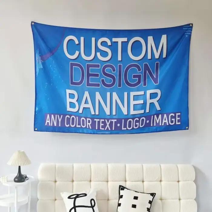 Bannière en polyester personnalisée 1p pour une utilisation intérieure et extérieure – Bannière avec 4 œillets, de nombreuses tailles, parfaite pour la décoration intérieure