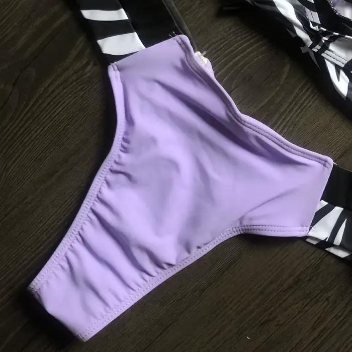 Bikini Licou Épissage Zèbre Style de Plage Polyesters Élasthanne Pour Femmes Plage Vacances Sports Nautiques Fête à la Piscine Spa Sources Chaudes Croisière