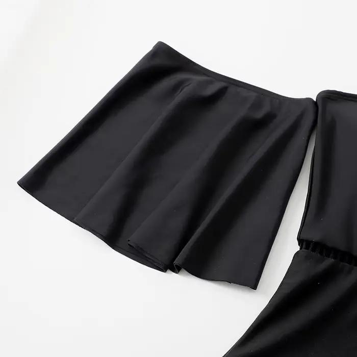 Maillot de bain une pièce uni à volants pour femme