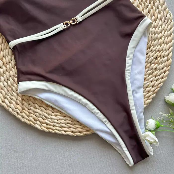 Maillot de bain sexy sans bretelles marron pour femmes