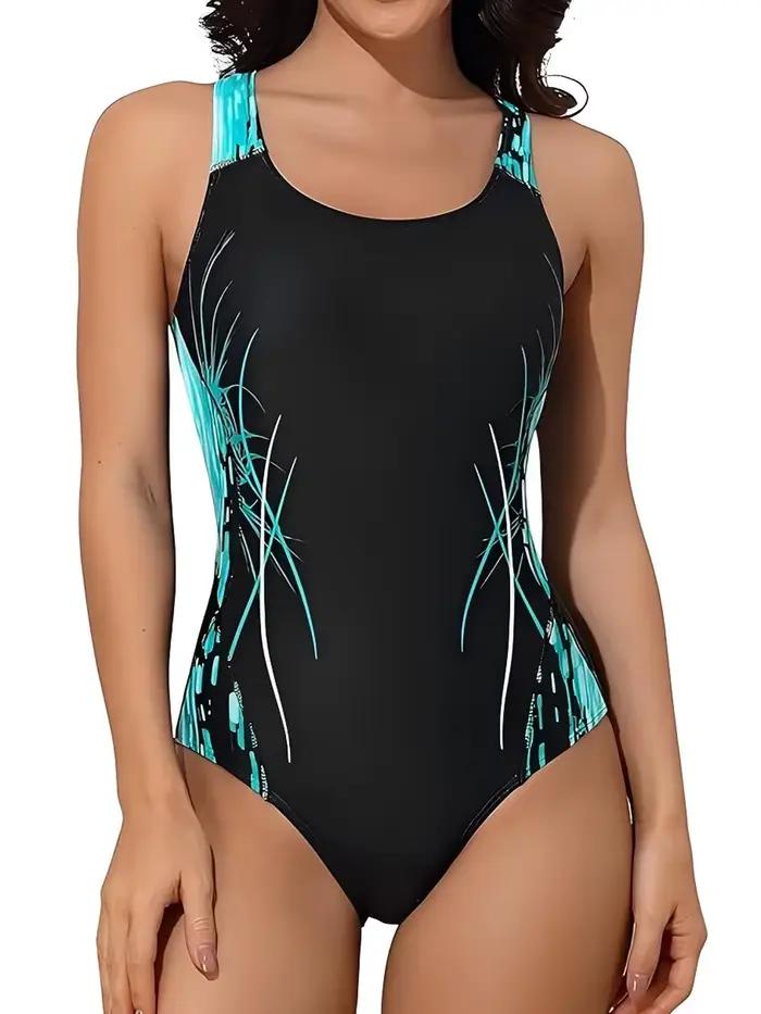 Maillot de bain une pièce sportif imprimé pour femme 2026